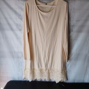 Cream Dress Or Long Shirt?with Lace Detail